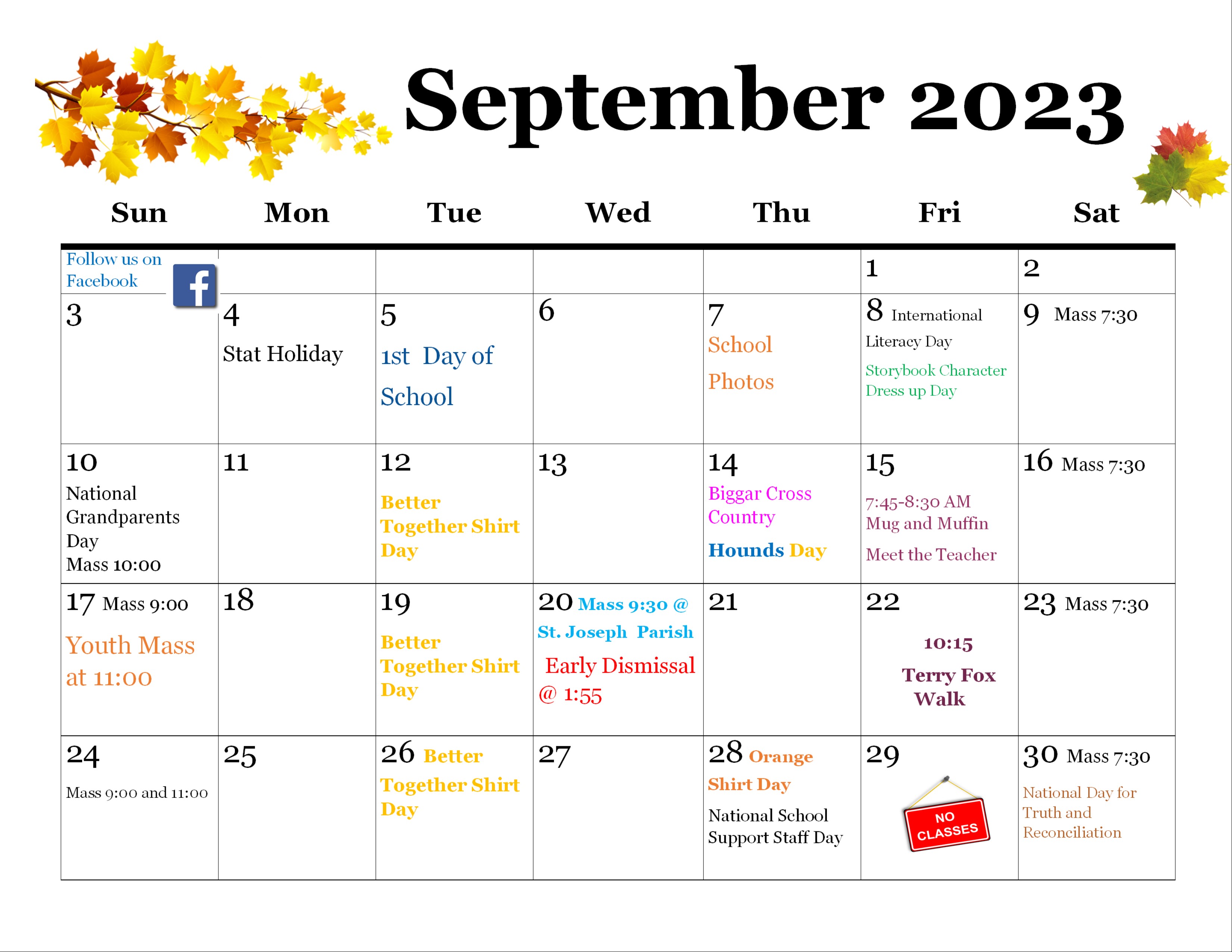 Calendar and newsletter for September
