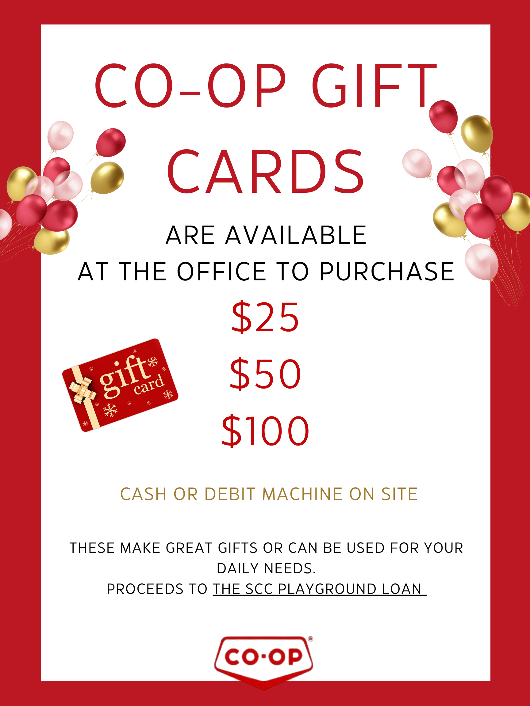 SCC CO-OP GIFT CARD FUNDRAISER