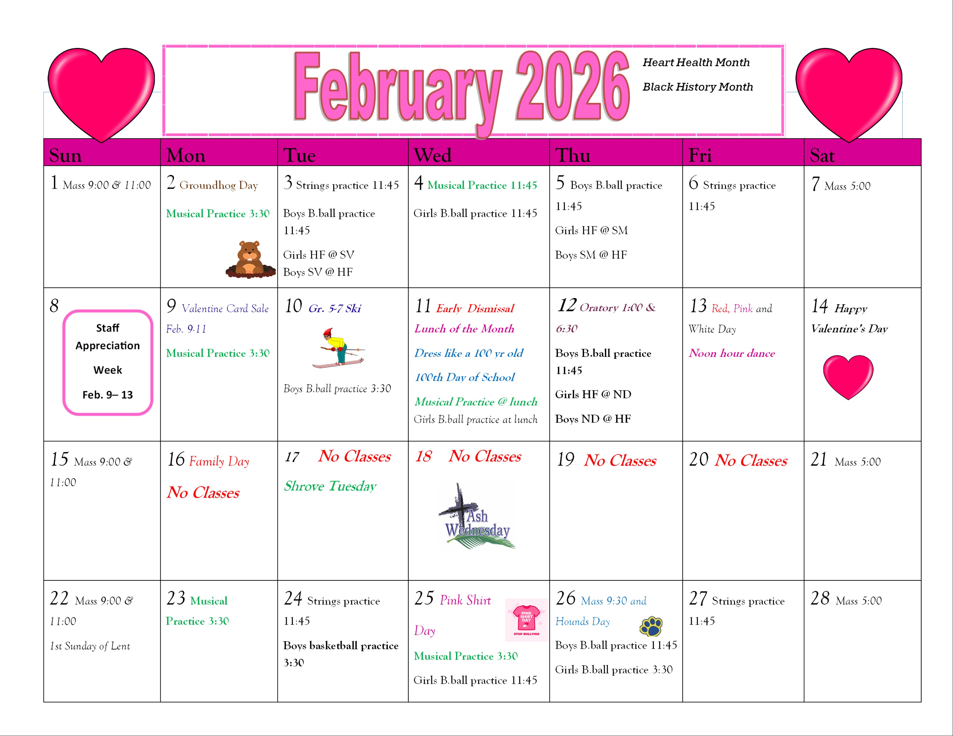 February Calendar/Newsletter